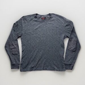 Vintage Foot Locker Y2k Waffle Knit Elbow Patch Shirt XL Mens Long Sleeve Gray
